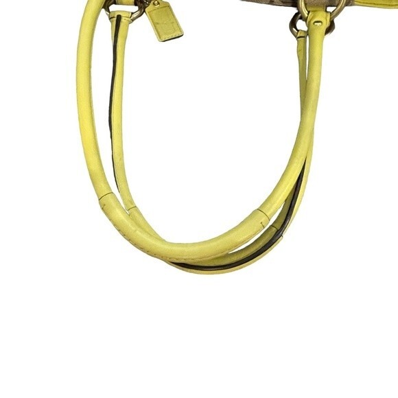 Coach Hampton Satchel Set w/ Wristlet Wallet. Signature w/ Yellow Leather Trim. - Picture 8 of 13